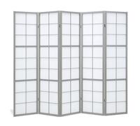 Paravent shoji gris 5 panneaux en bois ? séparateur de pièce pliable