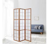 Homestyle4u 3 pan diviseur de pièce écran Pliant - Bois diviseur Shoji en Riz Brun Blanc
