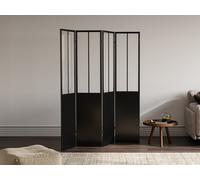 Paravent style atelier industriel en métal 4 pans - L. 160 x H. 178 cm - Noir - KALEVI