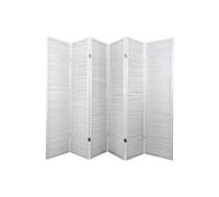 Paravent turbo bois blanc de 6 pans, 264 x 175 x 2 cm --