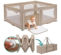 Parc bébé 185x150 cm - LIONELO Florence - Très rapide montage - Très grand espace - Intérieur/Extérieur - Sac inclus - Beige