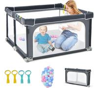 Parc bébé carré 124 x 124 cm Grande barrière de jeu Gris foncé