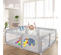 Parc bébé centre d'activité 1.5×1.5m avec sac de rangement et base antidérapante mate gris clair