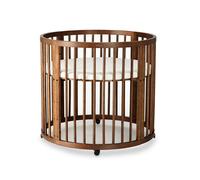 Deryan Willow Coffre de jeu rond - Parc en bois pour bébé - Avec matelas - Parc bébé marron chaud - Aire de jeu sécurisée en bois pour intérieur - Marron Chaud