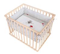 Parc Bébé En Bois Massif + Tapis Imprimé Hibou Adam & Eule Naturel - Multicolore TU