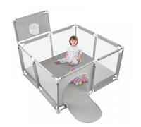 Parc Bébé en Tissu Oxford -MIPAN- Parc Bébé - XL - Centre d'activités pour Enfants Intérieure/Extérieure - Gris clair
