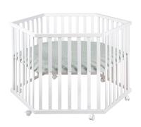 Parc Bébé Hexagonal Sur Roulettes + Tapis Déperlant Roba Style Blanc - Vert Givré TU