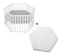 Parc Bébé Hexagonal + Tapis Déperlant Et Matelas Déhoussable Roba Style Blanc - Gris Argenté TU