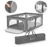 Lionelo Parc pliable pour enfants WILLOW, de 0 à 48 mois, 120 cm x 180 cm x 68 cm, parc pour bébés avec filet respirant - Gris