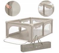 Lionelo Parc pliable pour enfants WILLOW de 0 à 48 mois, 120 cm x 180 cm x 68 cm, parc pour bébés avec filet respirant - Beige