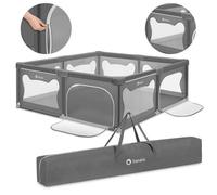 Parc Bébé LIONELO Willow XL - 207x187 cm - Côtés en maille - Grand terrain de jeu de sécurité - Grille de protection - Gris