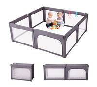 Parc Bebe Pliable, Parc Bebe Modulable, 180×200cm, Parc pour Bebe en Forme Adaptable, Parcs 8 Panneau d'activité, gris foncé