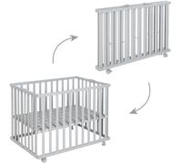 Parc bébé pliable - ROBA - LITTLE STARS - 75 x 100 cm - Hauteur réglable - 4 Roues freinées - Bois Laqué Gris Taupe - Motif Étoile