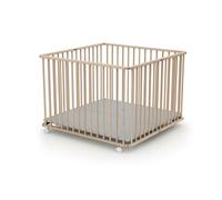 WEBABY Parc pliant CALI 100 x 100 cm 4 roulettes Hêtre brut Jusqu'à 24 mois
