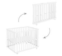 Parc Bébé Pliant en Bois ROBA - 74x100 cm - Réglable en Hauteur - Blanc