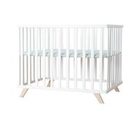 Roba Parc bébé Scandinave en bois massif – Tapis coton bio Lil Planet blanc – Vert givré TU