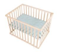 roba parc en hêtre naturel, 75 x 100 cm, avec tapis de protection 'roba Style frosty green' - réglable en hauteur sur 3 positions - parc avec roulettes blocables