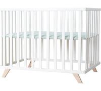 Parc Bébé ROBA, 75 x 100 cm, Tapis Inclus Vert Givré, Réglable 3 Niveaux, Blanc