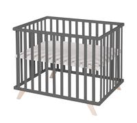 Parc Bébé Scandinave En Bois Massif + Tapis En Coton Bio Lil Planet Anthracite - Gris Argenté TU