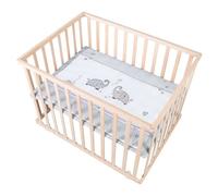 Roba Parc bébé rectangulaire en bois Jumbotwins 75×100 avec tapis et roues avec freins Blanc