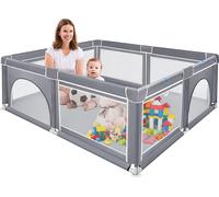 Parc Bébé XXL Parc 150x180cm Barrière d'éveil avec filet respirant et base antidérapante pour enfants à l'intérieur et à l'extérieur Gris CEEDIR