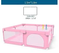 Parc de jeux pour bébés et jeunes enfants - Parc de jeux pour bébé - Extra large - 150 x 180 cm - Maille souple et respirante - Adapté pour l'intérieur et l'extérieur - Métal - Rose