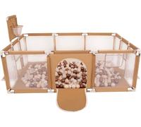Parc de jeux Selonis Grande aire de jeux avec 400 balles Parc pour enfants, beige : beige pastel/rouge cuivré/perle