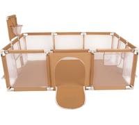Parc de jeux Selonis Grande aire de jeux avec 400 balles Parc pour enfants, beige : beige pastel/rouge/rouge/blanc/noir