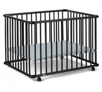 Parc GEUTHER Belami Plus noir | 97 x 97 cm | Mobile sur roulettes | 3 niveaux de réglage en hauteur | Fond rembourré |