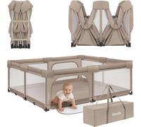 Lionelo Florence XL Easy Fold Parc pour bébé 180 x 200 cm, pliable, sans montage, 2 entrées latérales avec fermeture éclair, filet respirant, bords souples, sac de transport