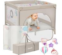 Parc LIONELO Mille Plus jusqu'à 15 kg, 6-36 mois, avec matelas en mousse, ensemble de jouets colorés et sac de transport pratique - Beige