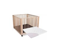 Parc Moritz en bois naturel avec matelas 89x85