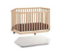 Parc Playpen Bois Naturel Avec Matelas