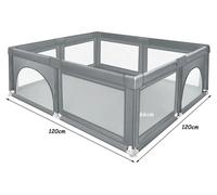 Parc pour bébé - 120 x 120 cm (carré) - Pour l'intérieur et l'extérieur - Structure métallique robuste - Pour les bébés de 0 à 12 mois - Gris foncé