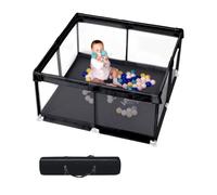 Parc pour bébé 130 x 130 cm avec tapis intégré et porte zippée | 130 x 130 x 66 cm | Tapis rembourré fin cousu dans la base | Porte zippée | Base ventouse | Poche latérale | Housse amovible