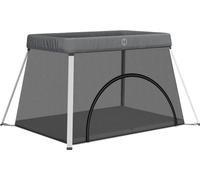 Parc pour bébé avec matelas Gris foncé Tissu de lin