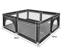 Parc pour bébé / Barrière de sécurité - Parc - 180 x 150 cm - Structure métallique - Pour l'intérieur - 0 à 12 mois - Noir