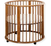 Parc pour bébé – Boîte de jeu en bois ronde – Jouet à mordiller – Inclut un matelas – 91 x 91 x 85 cm – Marron