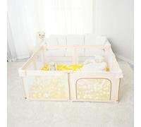 Parc pour bébé - Clôture de jeu pliable - Clôture de sécurité 130x130x70 cm - Structure en métal - Espace de jeu portable pour la maison - Beige