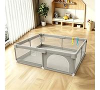 Parc pour bébé - Clôture de jeu pour enfants - 150 x 180 cm - Avec panier de basket - Pour intérieur et extérieur - Gris clair