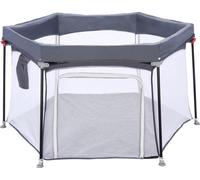 Parc pour bébé - Hexagonal, pliable - Structure métallique - Filet respirant - Intérieur/extérieur - Pour les enfants de 3 à 6 ans - Gris
