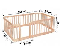 Parc pour bébé - Parc avec tapis d'éveil - En bois, 90 x 200 cm - Parois extra-hautes de 7 cm - Pour les bébés de 0 à 1 an - Blanc
