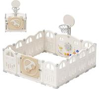 Parc pour bébé - Parc en plastique - Pliable, stable, grande surface de jeu, centre d'activités, motif bande dessinée - Blanc