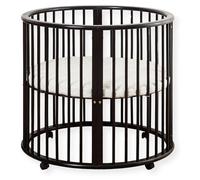 Parc pour bébé rond - 91 x 91 x 85 cm - Bois massif - Avec matelas - Noir et brun