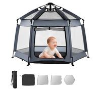 Parc pour bébé VEVOR 150x150x106 cm, parc pour jeunes enfants avec baldaquin, parc de jeux, aire de jeux portable avec protection solaire LSF 50+ & sac de voyage pour la maison, le parc, la plage, pli