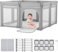 Parc pour bébé VEVOR, 200 x 178 cm, parc pour jeunes enfants, aire de jeux pliable avec porte zippée & filet doux et respirant, centre d'activité de sécurité pour l'intérieur et l'extérieur