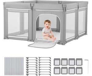 Parc pour bébé VEVOR, 200 x 178 cm, parc pour jeunes enfants, aire de jeux pliable avec porte zippée & filet doux et respirant, centre d'activité de sécurité pour l'intérieur et l'extérieur