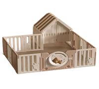 Parc pour enfants, avec clôture et maison pour ours en peluche, 150 x 180 cm, beige