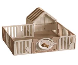 Parc pour enfants, avec clôture et maison pour ours en peluche, 150 x 180 cm, beige