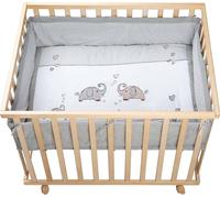 Parc pour enfants « Jumbotwins » de roba, 75 x 100 cm, parc avec tapis de protection et roulettes, bois naturel